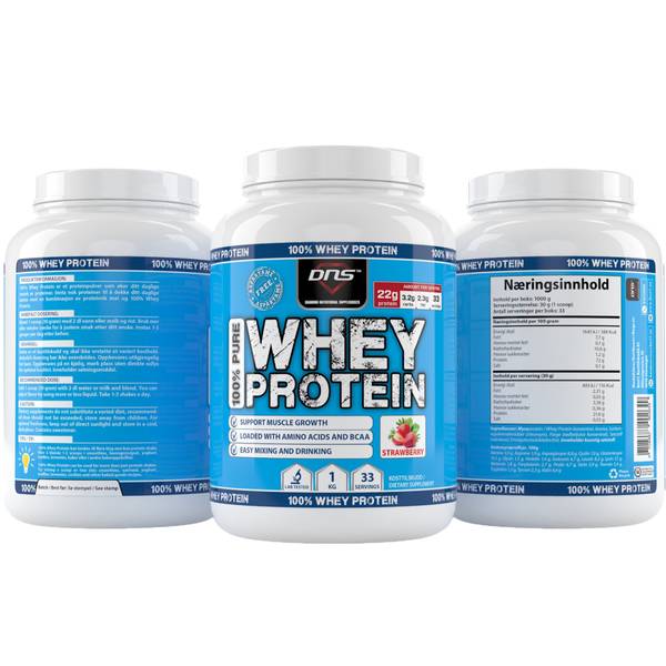 100% Pure Whey Protein Jordbær 1 kg