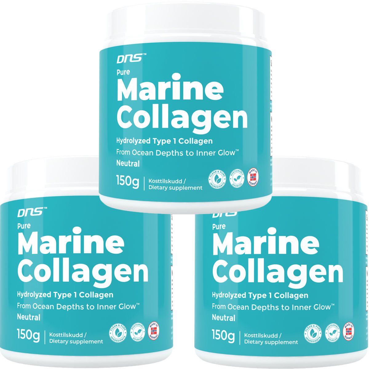 3-pack Pure Marint Kollagen Nøytral smak - 3 x 150g