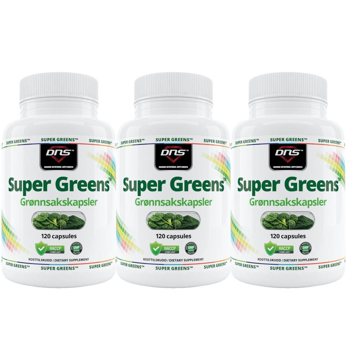 3-pack-Super Greens Grønnsakskapsler - 3 x 120 kapsler