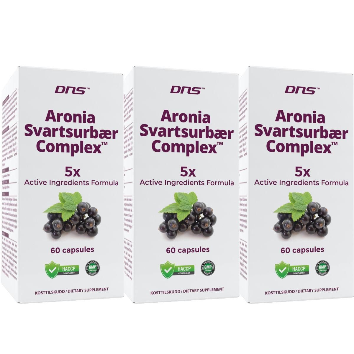 3-pack Aronia Svartsurbær Complex™ - 3 x 60 kapsler