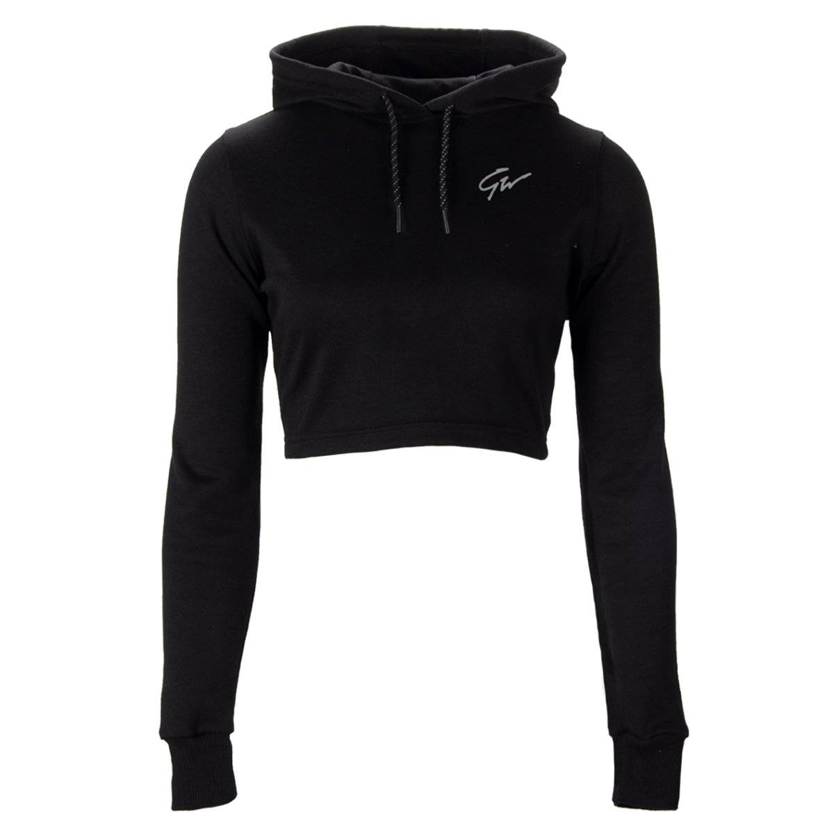 Pixley Crop Top Hoodie - Black