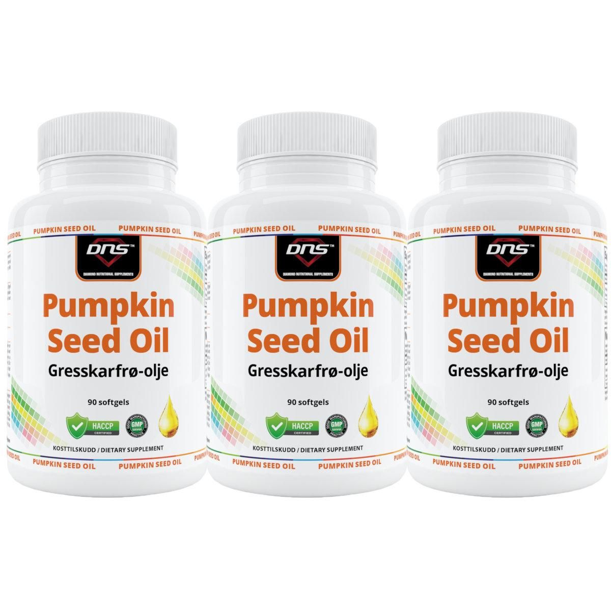 3-pack Pumpkin Seed Oil (gresskarfrøolje) - 3 x 90 kapsler