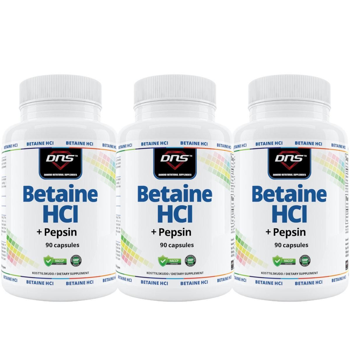 3-pack - Betaine HCl + pepsin - 3 x 90 kapsler