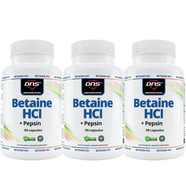 3-pack - Betaine HCl + pepsin - 3 x 90 kapsler